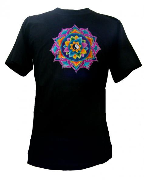 Fair Trade Embroidered Yin Yang Mandala T Shirt ( Black T Shirt)