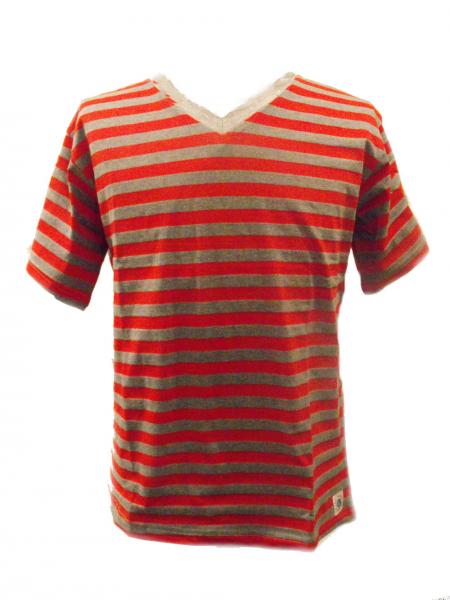 Fair Trade 100% Cotton Classic Stripey Red & Grey Mens T Shirt
