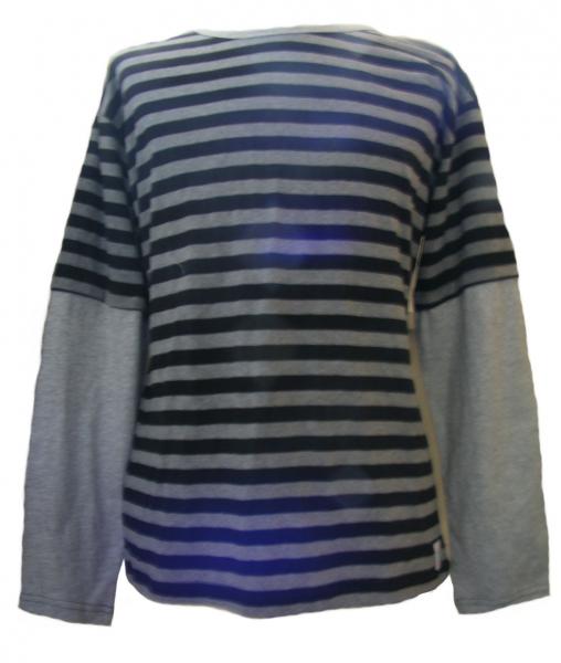 Fair Trade 100% Cotton Classic Stripey Black / Grey Mens Long Sleeve T Shirt