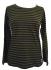 Fair Trade Cotton Classic Stripey Green & Black Ladies Long Sleeve Fitted T Shirt