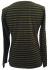 Fair Trade Cotton Classic Stripey Green & Black Ladies Long Sleeve Fitted T Shirt
