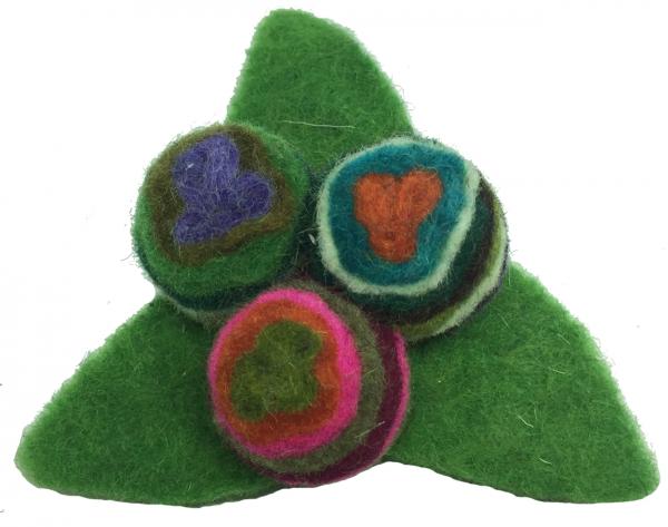 Stylish Stylised Triangular Hand made Felt Swirly Flower Brooch - Fair Trade