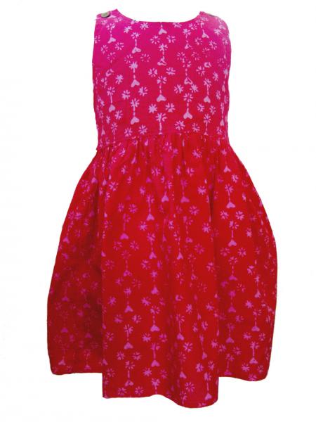 Cotton Classic Girls Dress with ties - 100% Cotton - Pink Heart Print  - Fair Trade