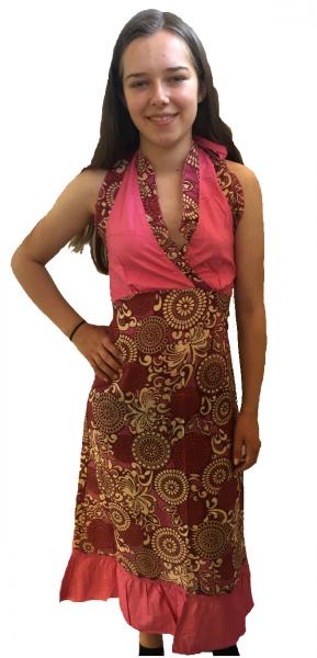 Feminine Pink Paisley Print Yvetta Summer Dress - Fair Trade 100% Cotton 