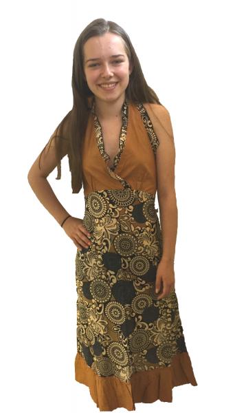 Feminine Mustard Paisley Print Yvetta Summer Dress - Fair Trade 100% Cotton 