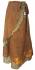 Fair Trade Full Length Vintage Sari Silk  Reversible Wrap Skirt - Orange / Green Design