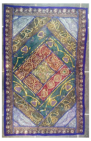 Rajasthani Embroidered Wall Hanging - Beautiful Purple, Green, Maroon & Gold Traditional Geometric Design - Unique Work of Art