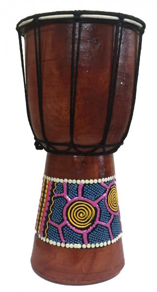 Authentic Dot Painted 20 cm high Hand Carved Djembe Drum - Fair Trade