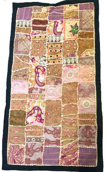 Rajasthani Embroidered Wall Hanging - Beautiful Pink / Brown Traditional Rajasthani Design - Unique Work of Art