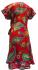Red Exotic Flower Soft Cotton Wrap Dress / Over Dress / Cover Up - Fair Trade from Rajasthan, India