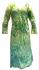 Green Funky Print Stretchy Dress - Crossover V Neck  - Fair Trade from Rajasthan, India