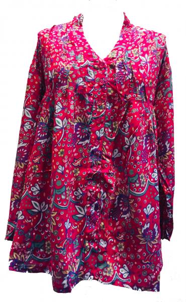Pink Floaty Loose Fit Pleated Blouse - Fair Trade