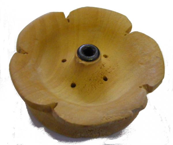 Round Wooden Tibetan Incense Holder - Lotus Flower Design - Fair Trade
