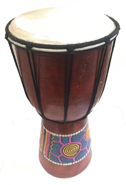 Authentic Dot Painted 40 cm high Hand Carved Djembe Drum - Fair Trade