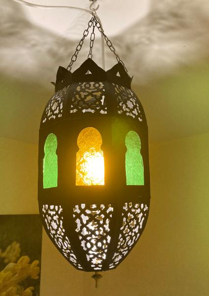 Moroccan Classic Metal Lampshade with coloured glass from Marrakesh 