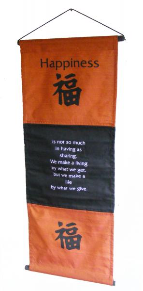 Red / Orange Happiness Affirmation Wall Hanging / Banner