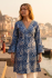 Paisley Print Kaftan Top Soft Indian Cotton Block Print Cobalt Blue Sizes 8 - 16