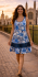  Short Cotton Blue / White Flower Print Sundress / Short Shift Dress - Fair Trade