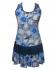  Short Cotton Blue / White Flower Print Sundress / Short Shift Dress - Fair Trade
