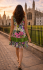  Short Cotton Multicoloured Flower Print Sundress / Short Shift Dress - Fair Trade