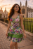 Short Cotton Multicoloured Flower Print Sundress / Short Shift Dress - Fair Trade